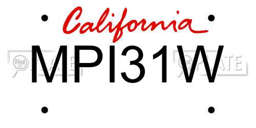 MPI31W California License Plate