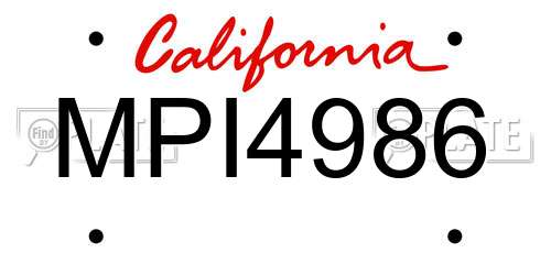 MPI4986 California License Plate