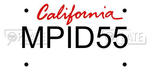 MPID55 California License Plate