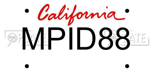 MPID88 California License Plate
