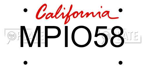 MPIO58 California License Plate
