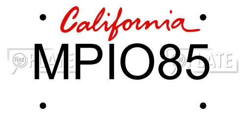 MPIO85 California License Plate