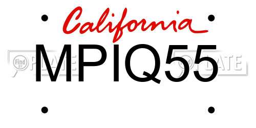 MPIQ55 California License Plate