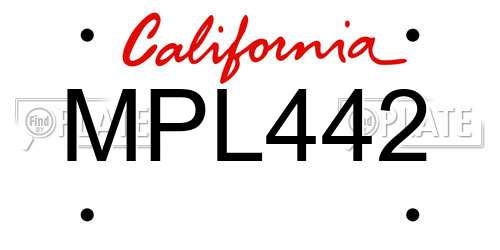 MPL442 California License Plate
