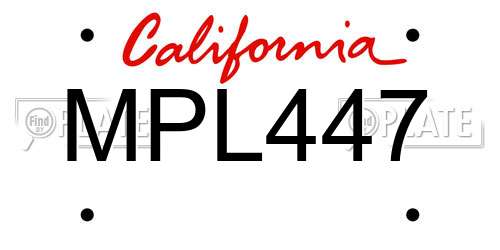 MPL447 California License Plate