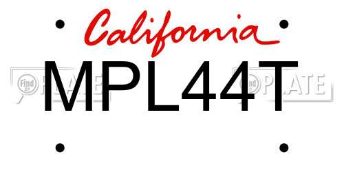 MPL44T California License Plate
