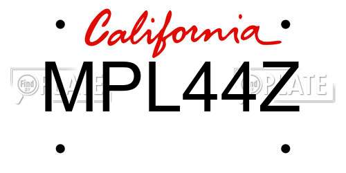 MPL44Z California License Plate