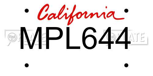 MPL644 California License Plate