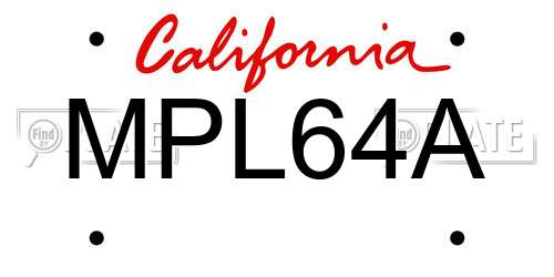 MPL64A California License Plate