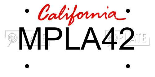 MPLA42 California License Plate