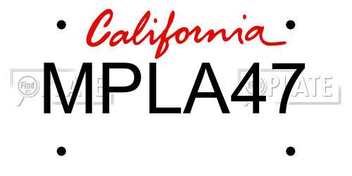MPLA47 California License Plate