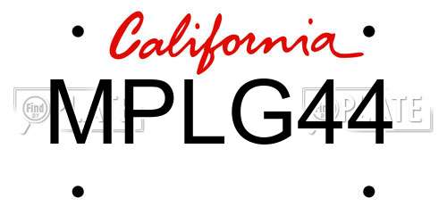 MPLG44 California License Plate