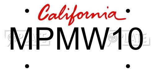 MPMW10 California License Plate
