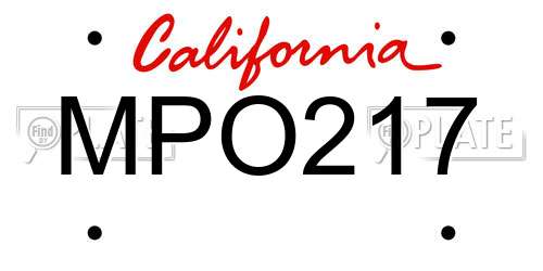 MPO217 California License Plate