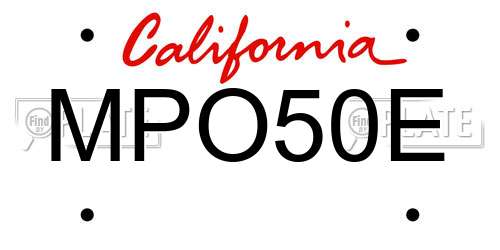 MPO50E California License Plate