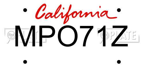 MPO71Z California License Plate
