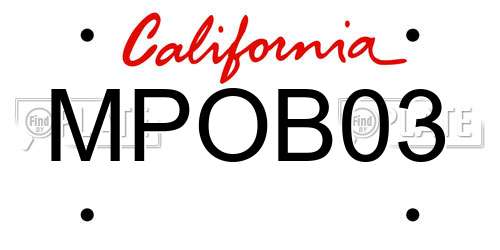 MPOB03 California License Plate