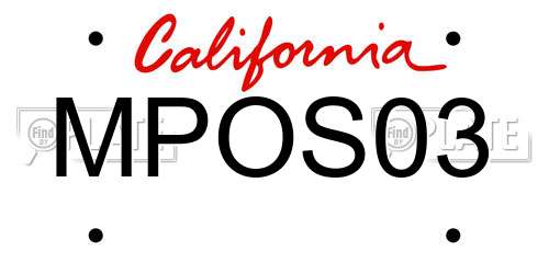 MPOS03 California License Plate