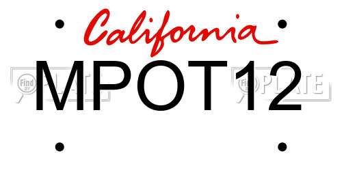 MPOT12 California License Plate