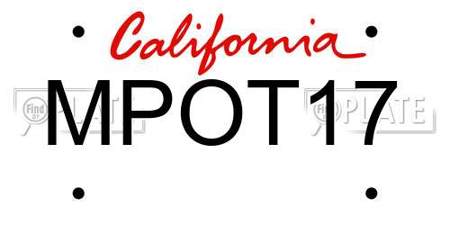 MPOT17 California License Plate