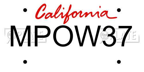 MPOW37 California License Plate