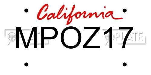 MPOZ17 California License Plate