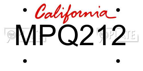 MPQ212 California License Plate