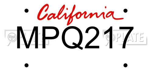 MPQ217 California License Plate