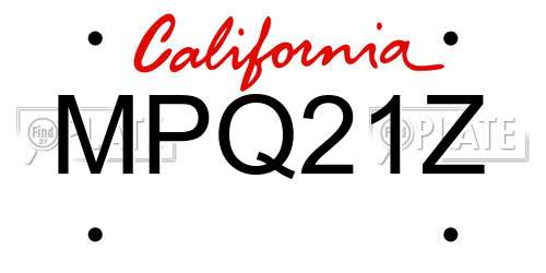 MPQ21Z California License Plate