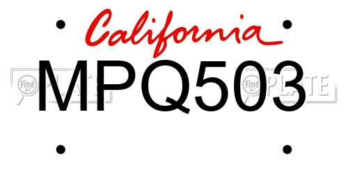 MPQ503 California License Plate