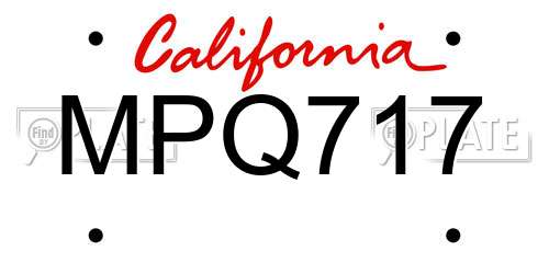 MPQ717 California License Plate