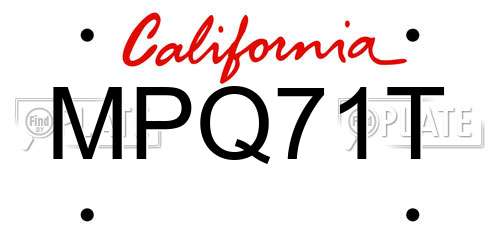 MPQ71T California License Plate