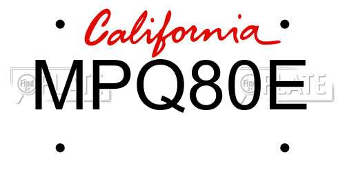 MPQ80E California License Plate
