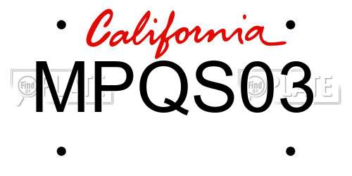 MPQS03 California License Plate