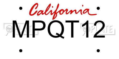 MPQT12 California License Plate