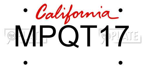 MPQT17 California License Plate