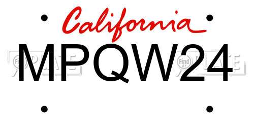 MPQW24 California License Plate