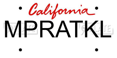 MPRATKL California License Plate