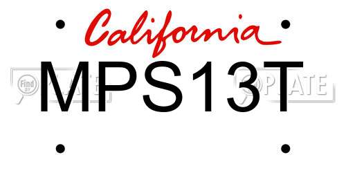 MPS13T California License Plate