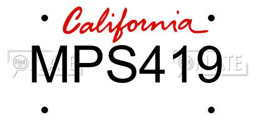 MPS419 California License Plate