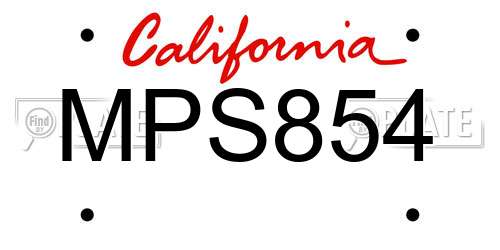 MPS854 California License Plate
