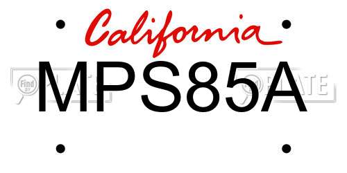 MPS85A California License Plate