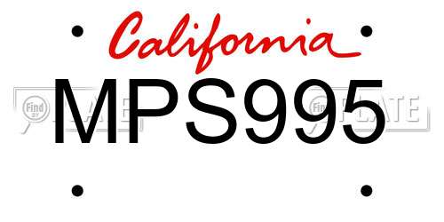 MPS995 California License Plate