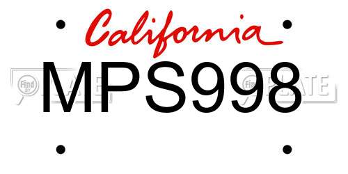 MPS998 California License Plate