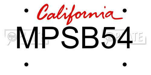 MPSB54 California License Plate
