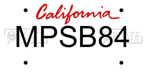 MPSB84 California License Plate