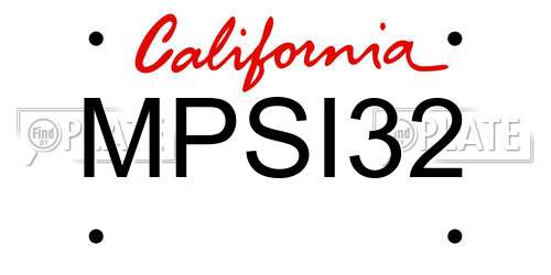 MPSI32 California License Plate