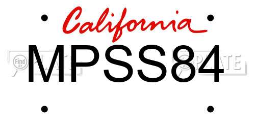 MPSS84 California License Plate
