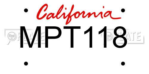 MPT118 California License Plate