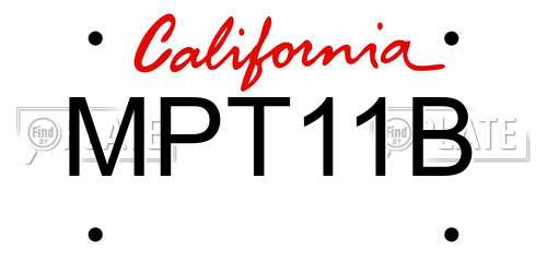 MPT11B California License Plate